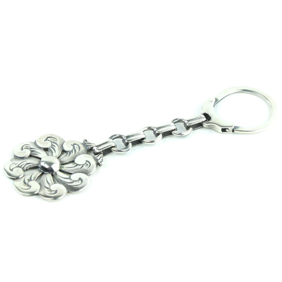 Sterling silver keychain with ostrich feather motif Vakiano
