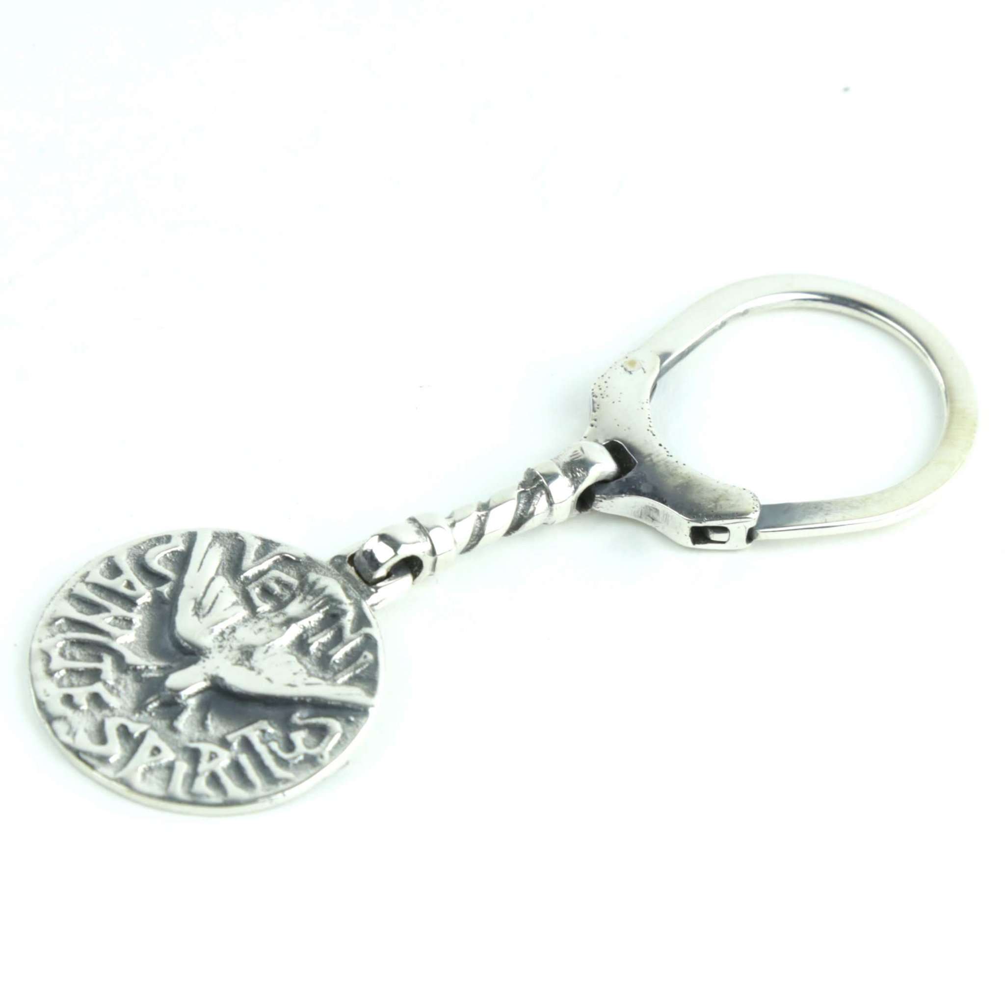 Sterling silver keychain with Holy Spirit motif - Vakiano