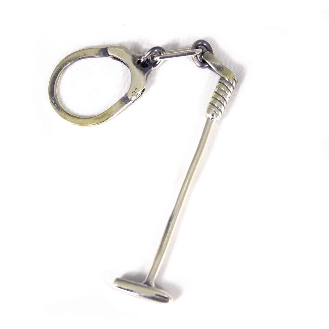 Sterling silver keychain with polo mallet motif - Vakiano