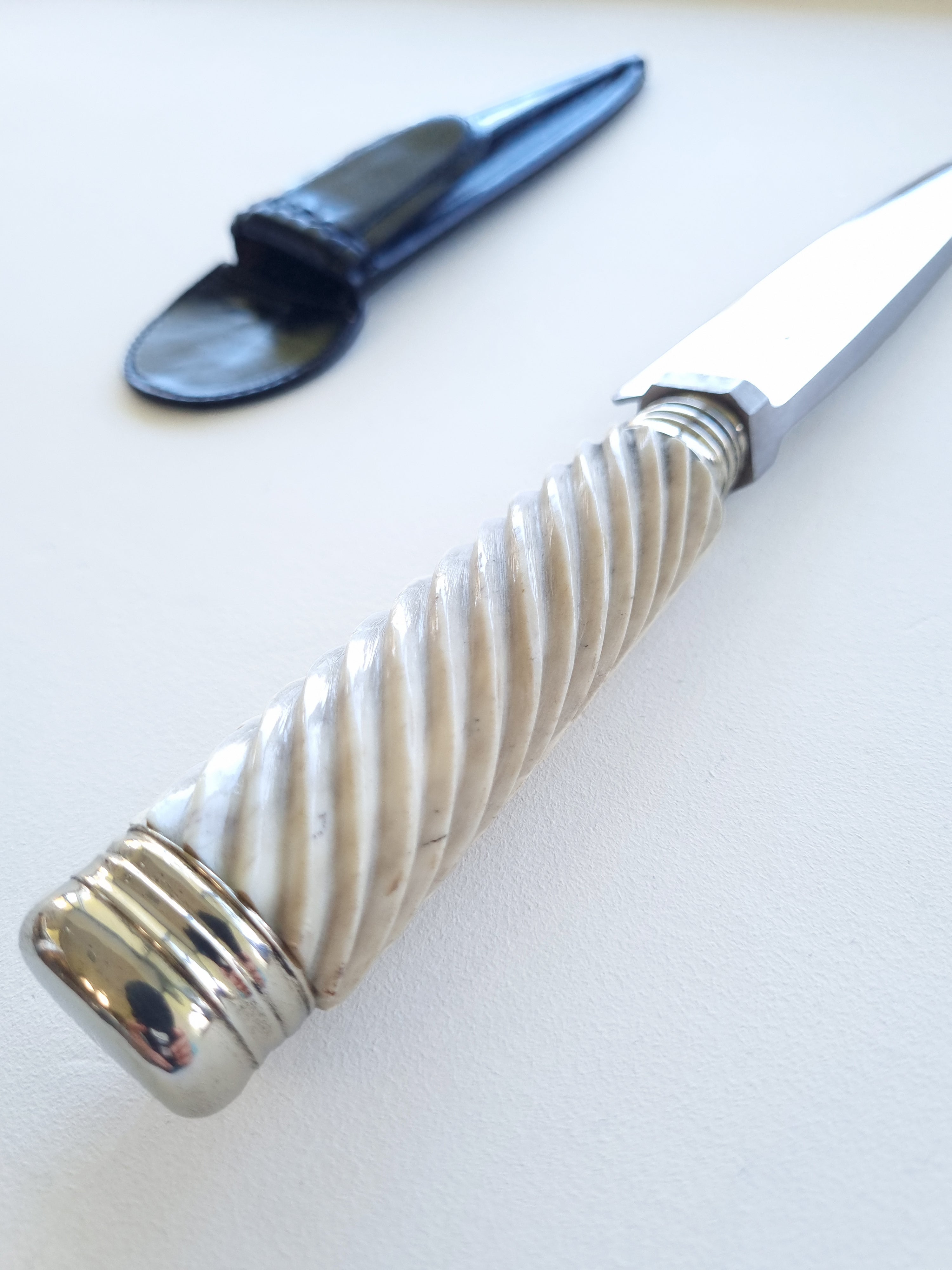 Axis Deer Handle with Silver Finish Knife