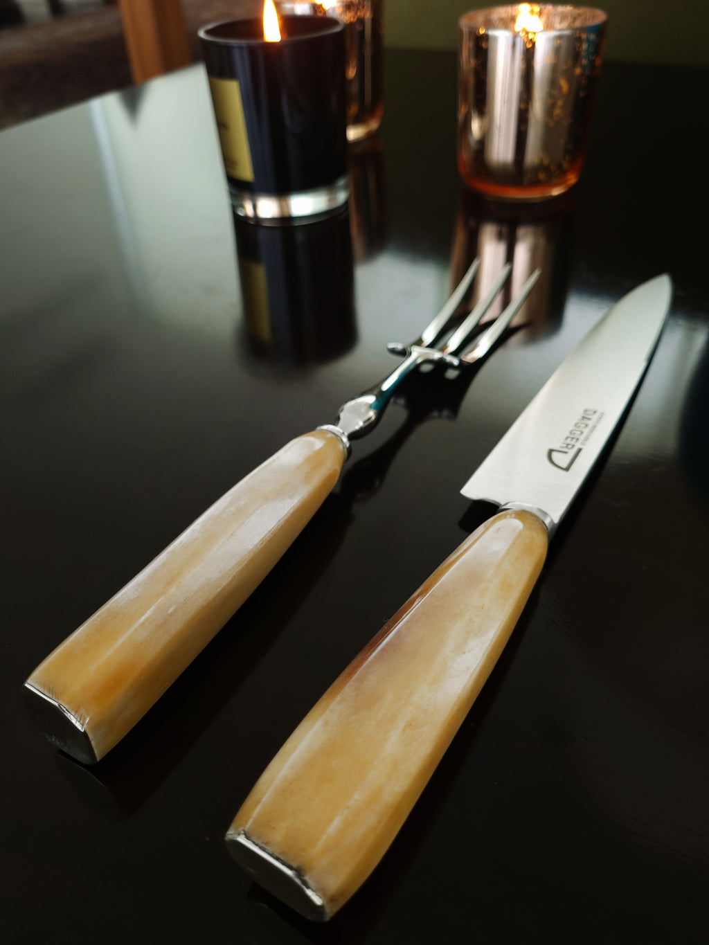 Argentine barbecue carving set with potro bone handles