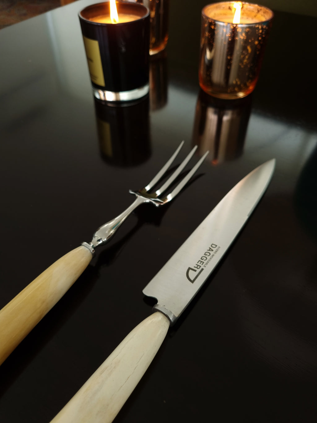 Carving knife and fork set for asado selected by Vakiano