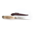 Deer antler knife with leather sheath