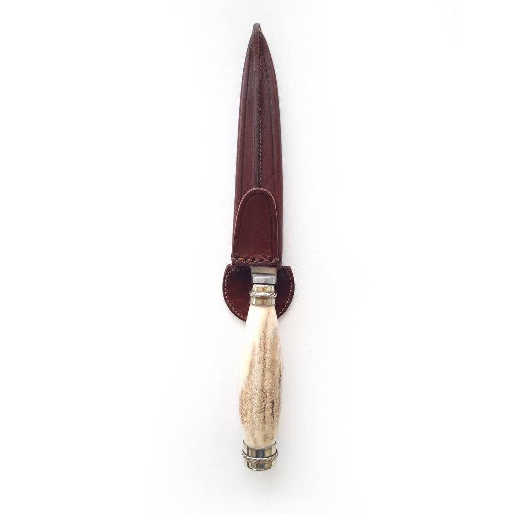 Handmade knife with red deer antler hilt