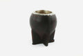 Gourd mate lined with leather, with a silver ring and a floral motif. - Vakiano