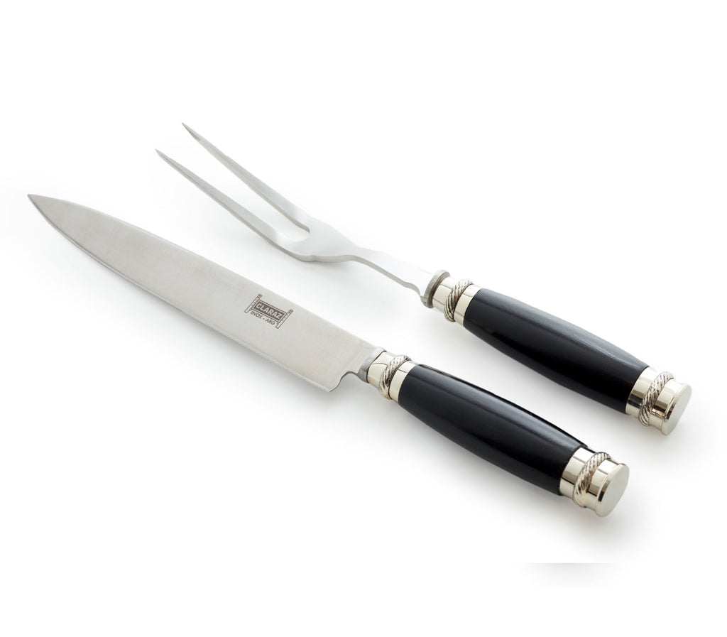 Argentine barbecue carving set with stained guayubira wood handles