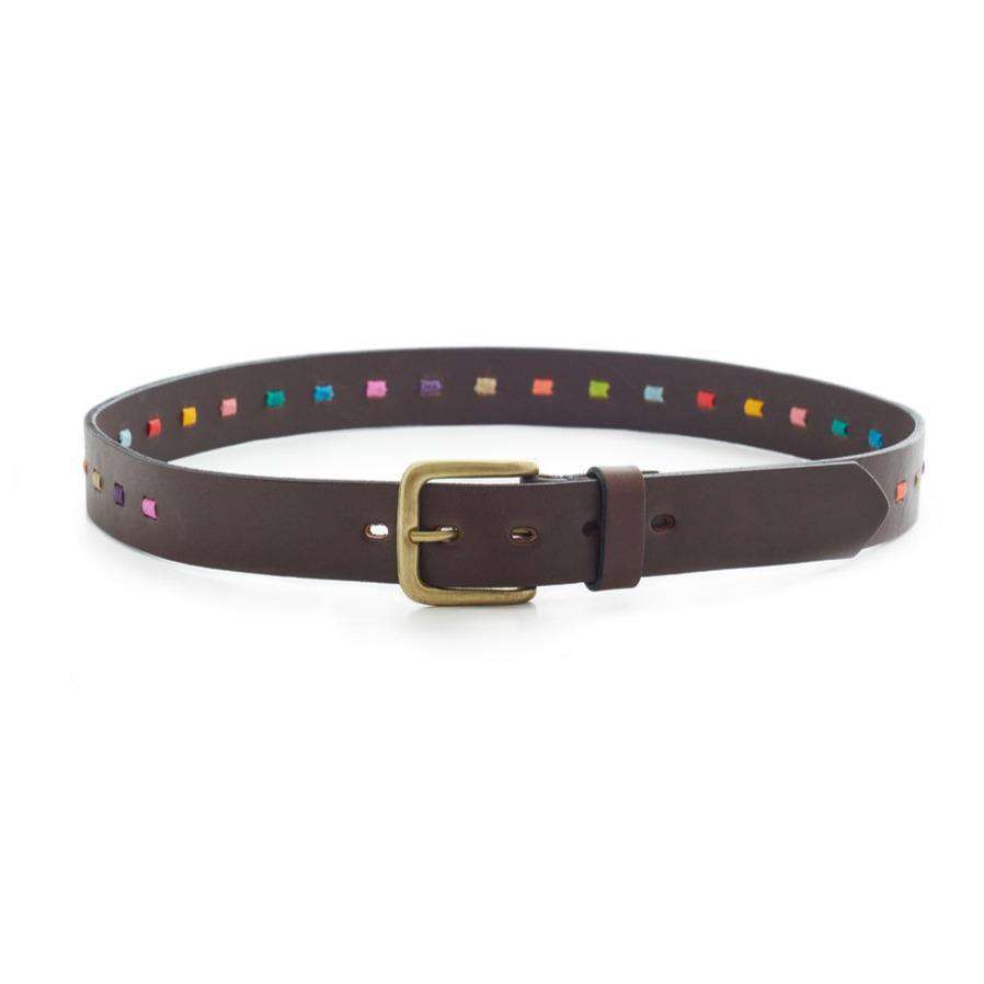 Seychelles Mayan Argentine leather polo belt with multicolor geometric details
