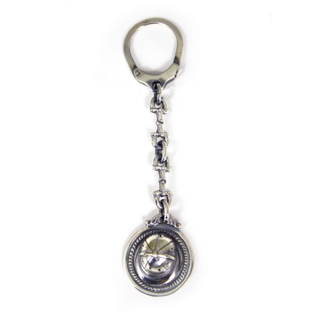 Silver 900 keychain with polo helmet motif