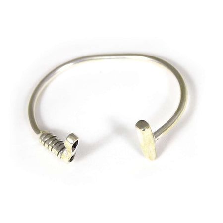 Rigid sterling silver polo mallet bracelet