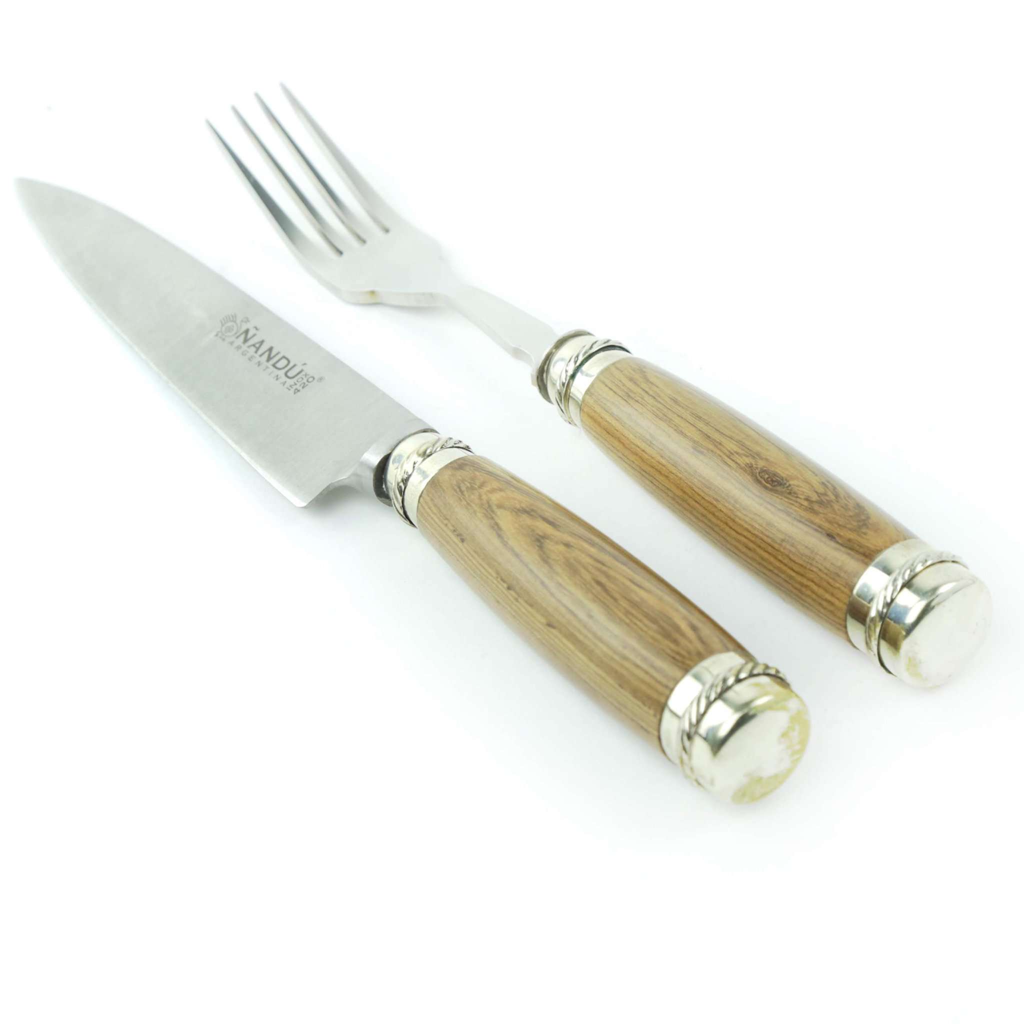 Steak cutlery set with nickel silver details and stainless steel blades