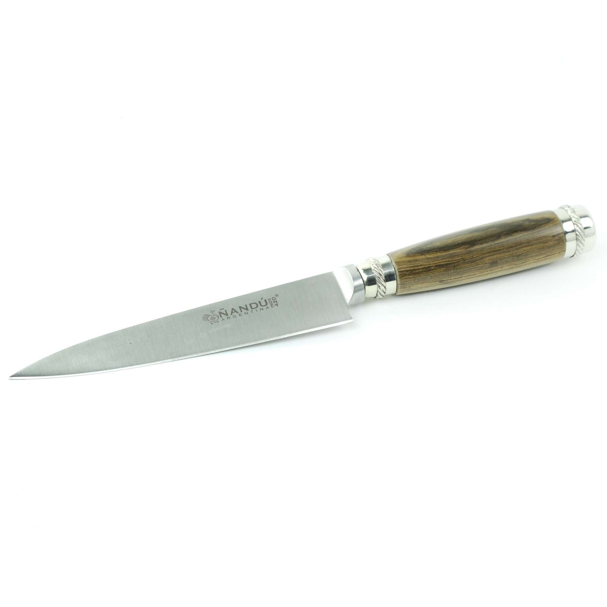 Handmade steak knives with nickel silver details